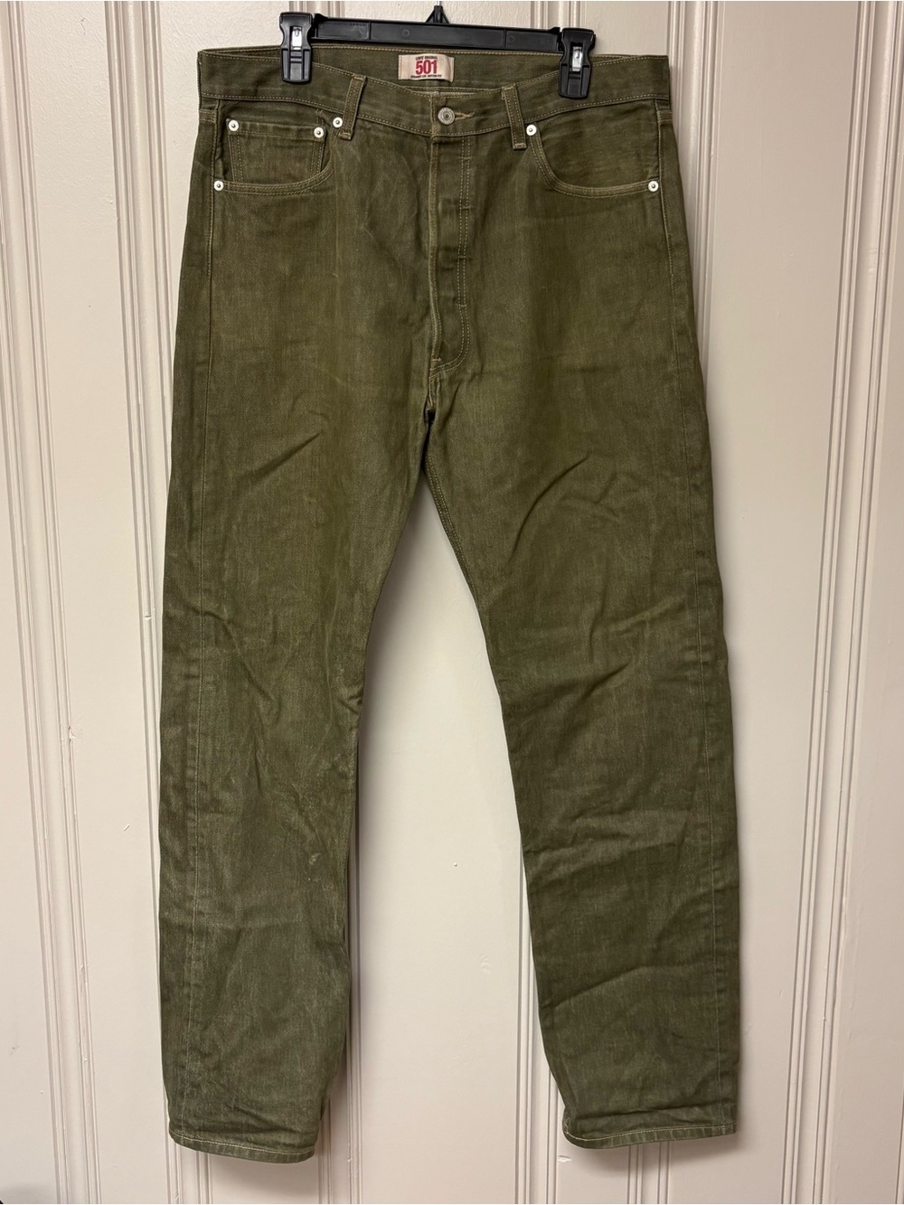 Levi’s 501 Original 2010 Olive Green Straight Leg Jeans 36x36 0264